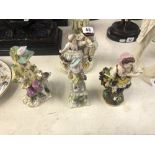 Four assorted Meissen style figures