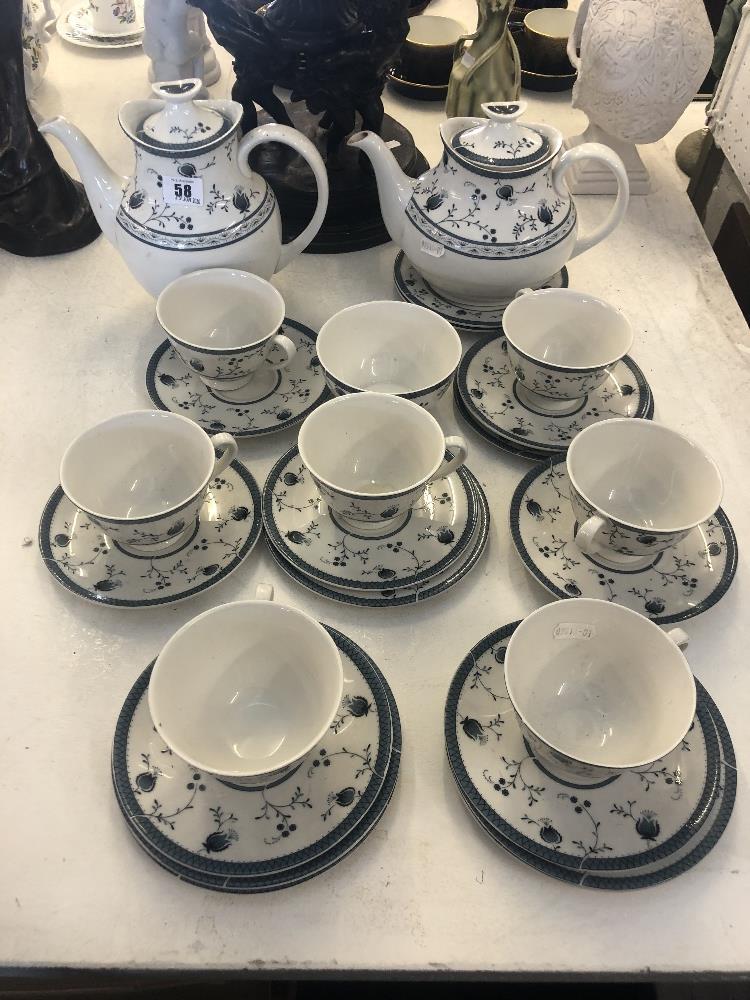 A Royal Doulton Cambridge blue and white tea and coffee service - Image 2 of 2