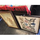 Two Victorian needlework pictures