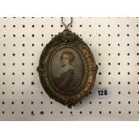 A 19th century gilt framed miniature of a lady,