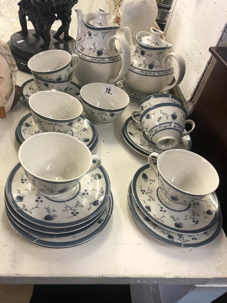 A Royal Doulton Cambridge blue and white tea and coffee service