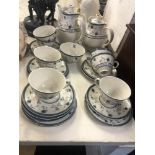 A Royal Doulton Cambridge blue and white tea and coffee service