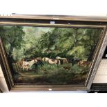 An oil on canvas 'Shetlands in Surrey'