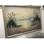 A gilt framed oil on canvas,