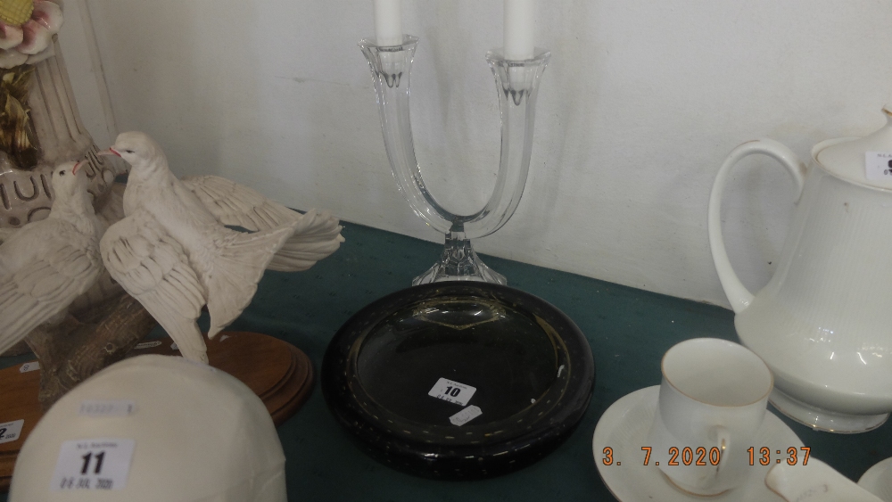 A crystal and glass candle holder and a Whitefriars ashtray - Image 2 of 2