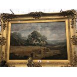 A gilt framed oil on canvas, landscape signed E Longstaffe. Dimensions 73cm x 100cm.