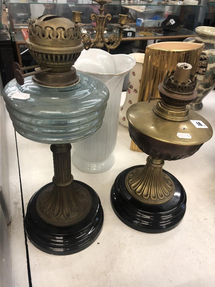 Two brass Victorian oil lamp bases