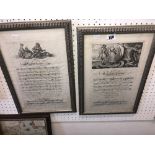 A pair of 18th century of musical score engravings