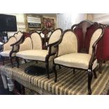 An inlaid mahogany Edwardian salon suite