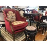 A pair of tapestry covered tub chairs