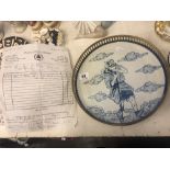 A galleried tray with oriental blue and white base