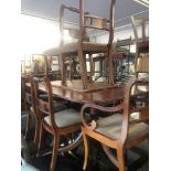 A regency style table, six chairs,