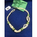 A jade and fresh pearl necklace