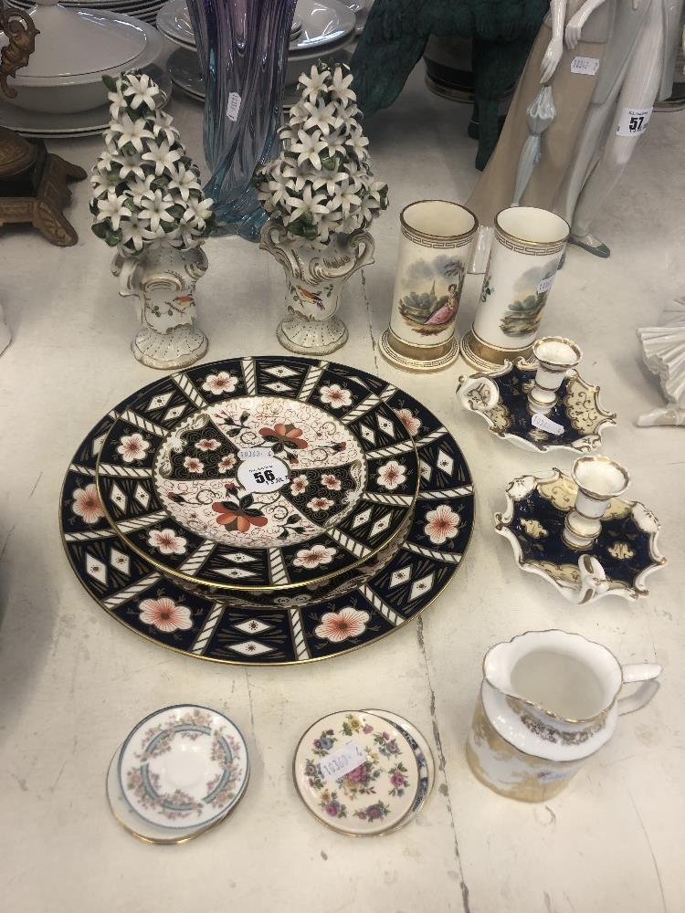 A collection of ceramic items including, two Crown Derby plates,