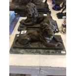 Two bronze lions