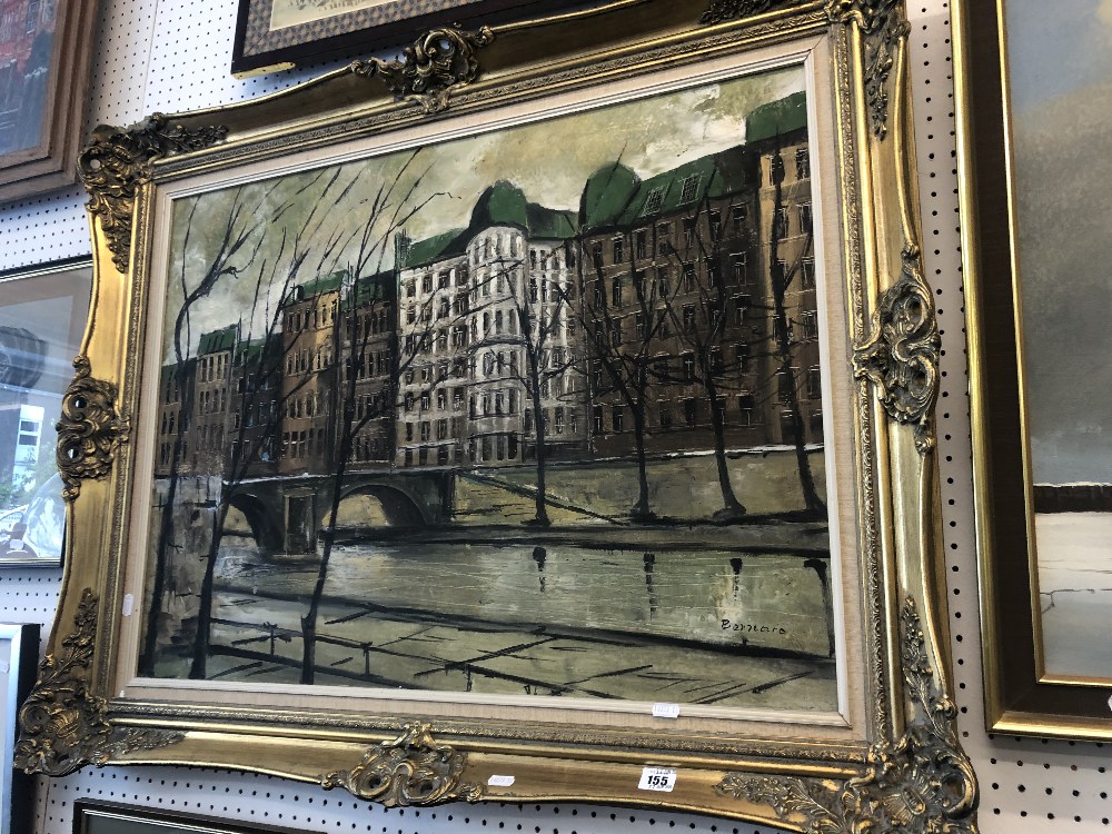 A framed oil on canvas, Paris scene,