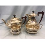 A four piece silver tea set,