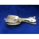 Eighteen large hm silver forks (rat tails) 1280 grams