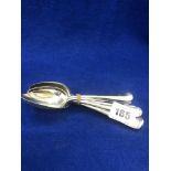 Seven hm silver grapefruit spoons,