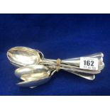 Twelve hm silver (rat tail) spoons,