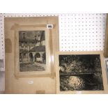 Two unframed etchings
