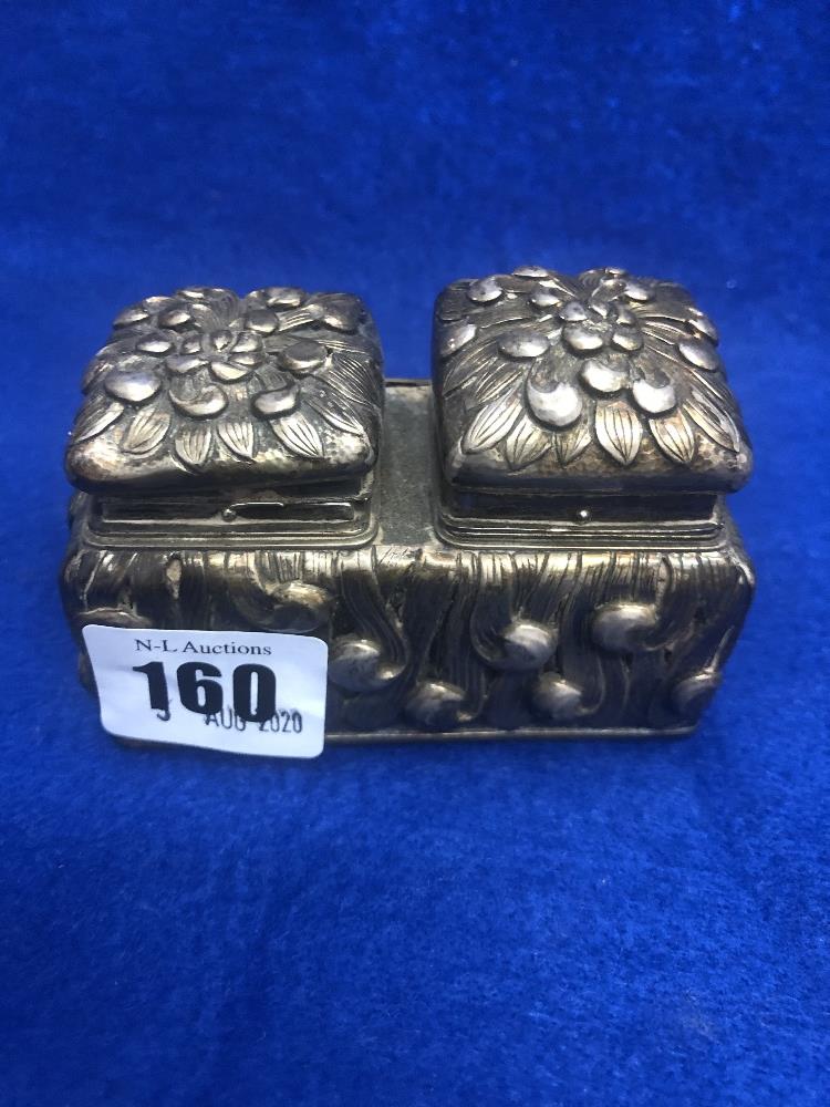 A silver 19th century Japanese ink stand,