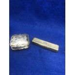 A hm silver pill box and a oblong hm silver box,