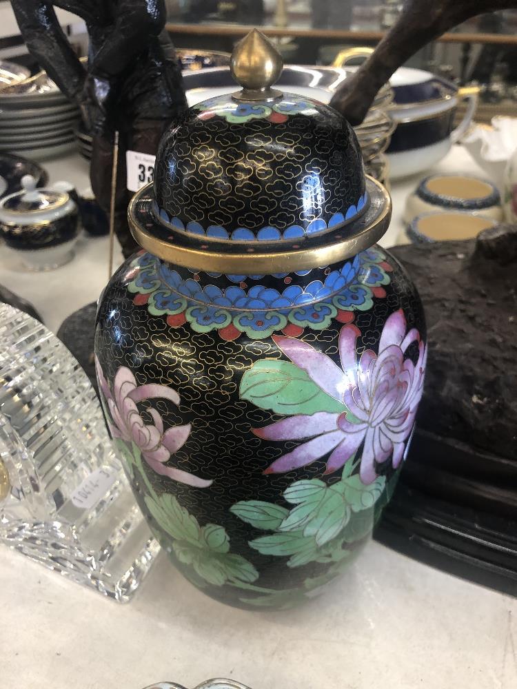 A Cloissone black ground vase - Image 2 of 2