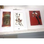 Three unframed pictures,