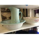 A jug and bowl set plus one other decorative bowl a/f