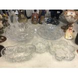 Six pieces of crystal glassware