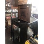 An oak book table and a locker