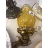 An amber glass Victorian hall light