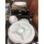 A qty of platters, serving dishes etc,