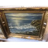 A gilt framed oil on board,