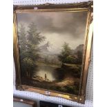 A gilt framed oil on canvas, signed R.