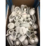 A large quantity of catering jugs, condiment sets etc.