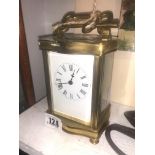 A Victorian carriage clock, recently serviced, working order,