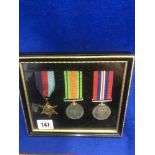 A framed set of medals