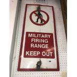 A military firing range sign