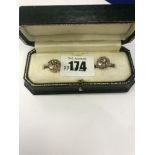 A pair of Russian 14ct diamond earrings, pre 1900,