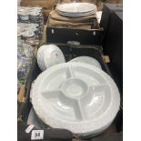 A qty of platters, serving dishes etc,