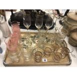 A qty of assorted glassware on tray