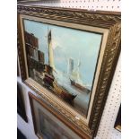 A gilt framed oil on board,