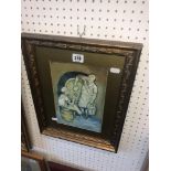 A gilt framed watercolour, two Brewers, signed G.