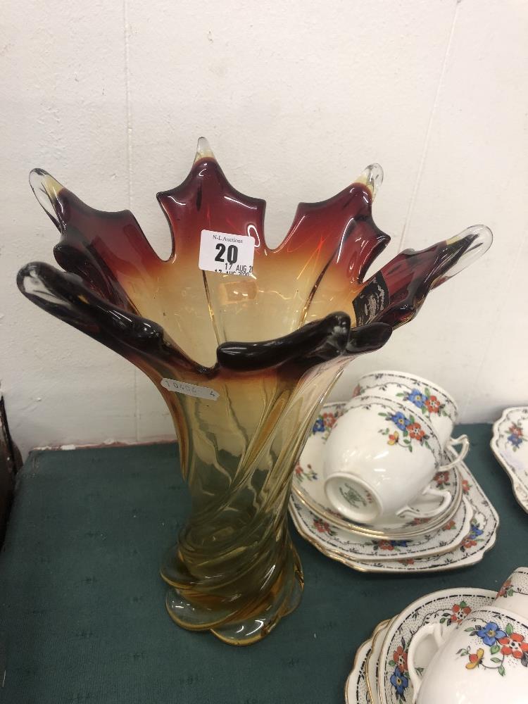 A vintage Murano orange and red vase