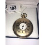 An antique 18ct gold half hunter pocket watch, Waltham Riverside, 1898, in good working order,