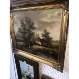 A gilt framed oil on canvas, signed R.