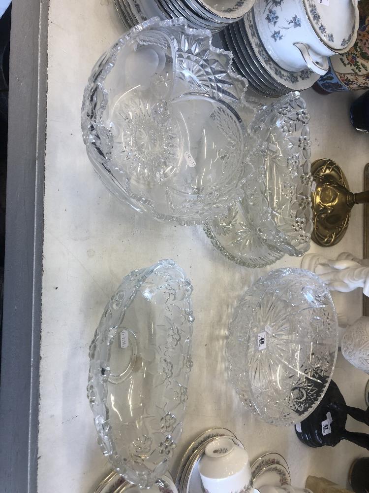 Six pieces of crystal glassware