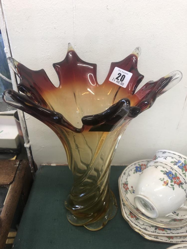 A vintage Murano orange and red vase